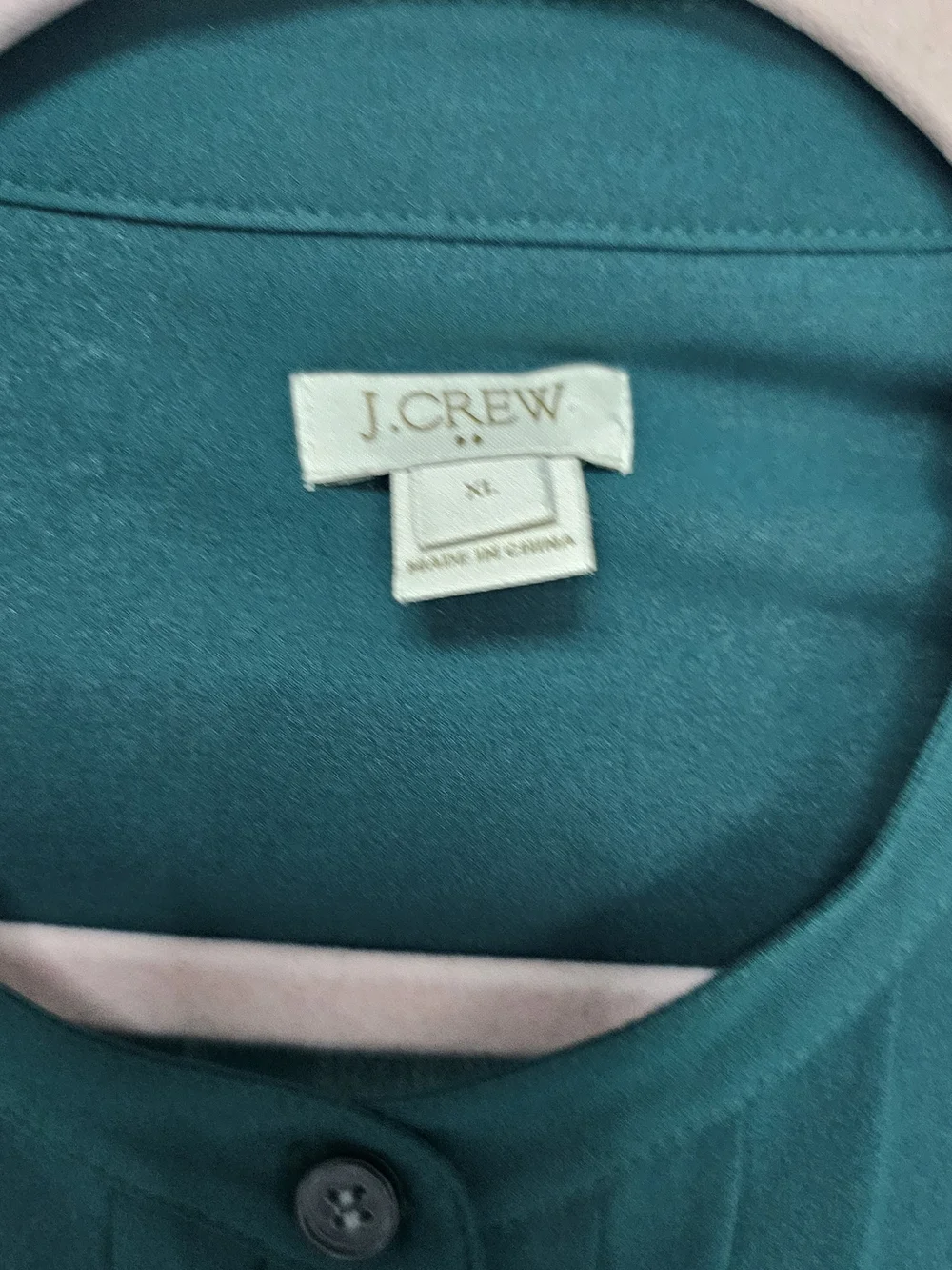 J.Crew Pintuck Blouse XL Dark Teal Hidden Button Long Sleeve Career Top